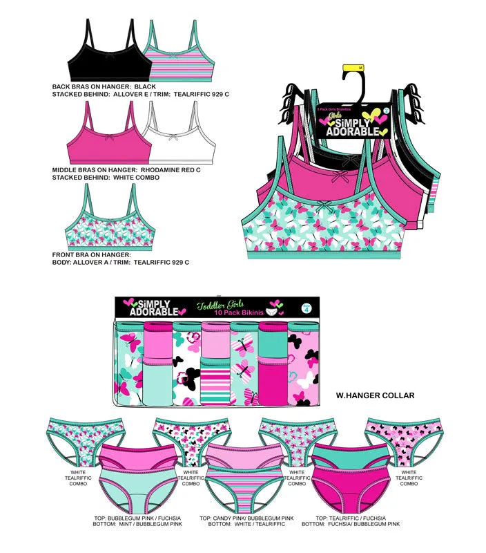 15 PC Toddlers Bralettes & Underwear Set Wholesale