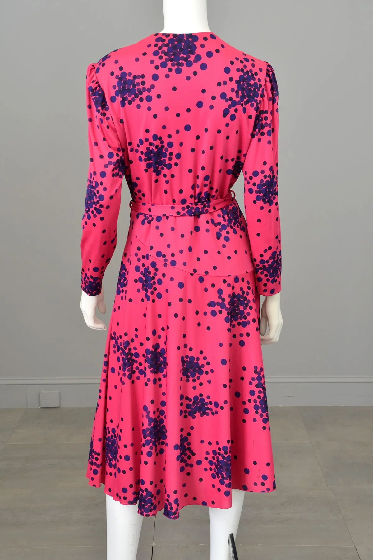 1970s Atomic Dots Wrap Front Disco Dress