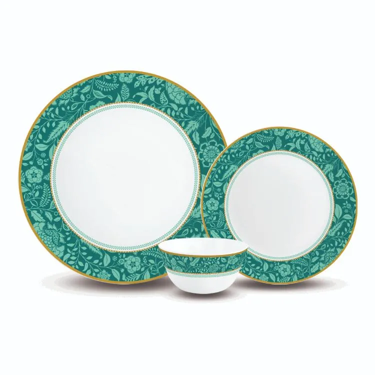 Aurus Series 33 Pieces Adornia Opalware Dinner Set, Family of 6