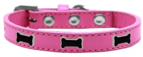 Black Bone Widget Dog Collar Bright Pink Size 12