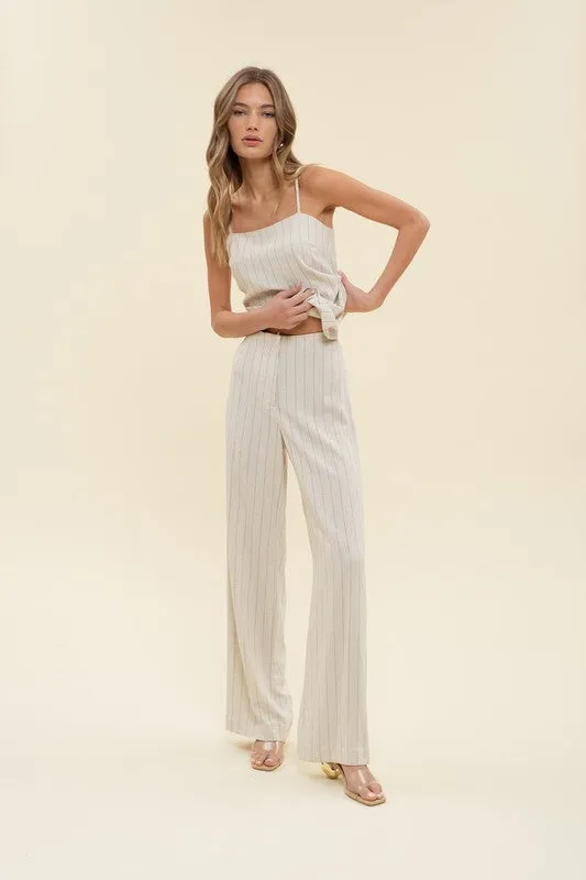 BLU105 -STRIPED LINEN PANTS