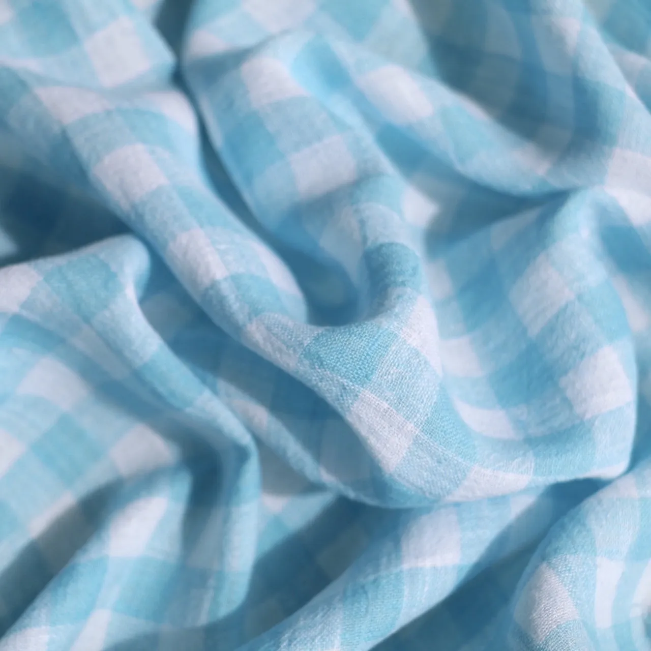 Boxed Aqua Crinkle Linen