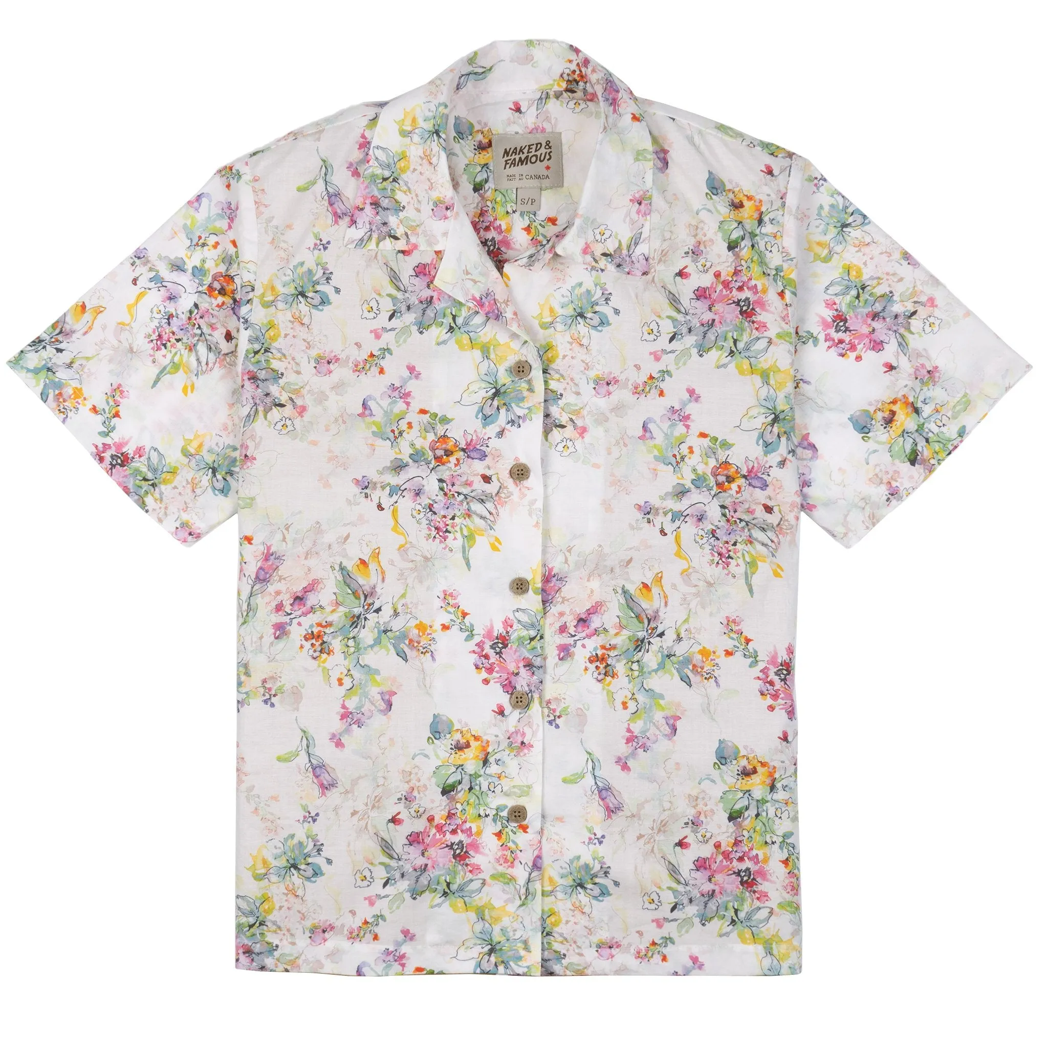 Camp Collar Shirt - Flower Painting - White