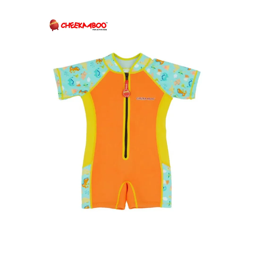 Cheekaaboo Wobbie Toddler Thermal Swimsuit UPF50  - Orange Dino