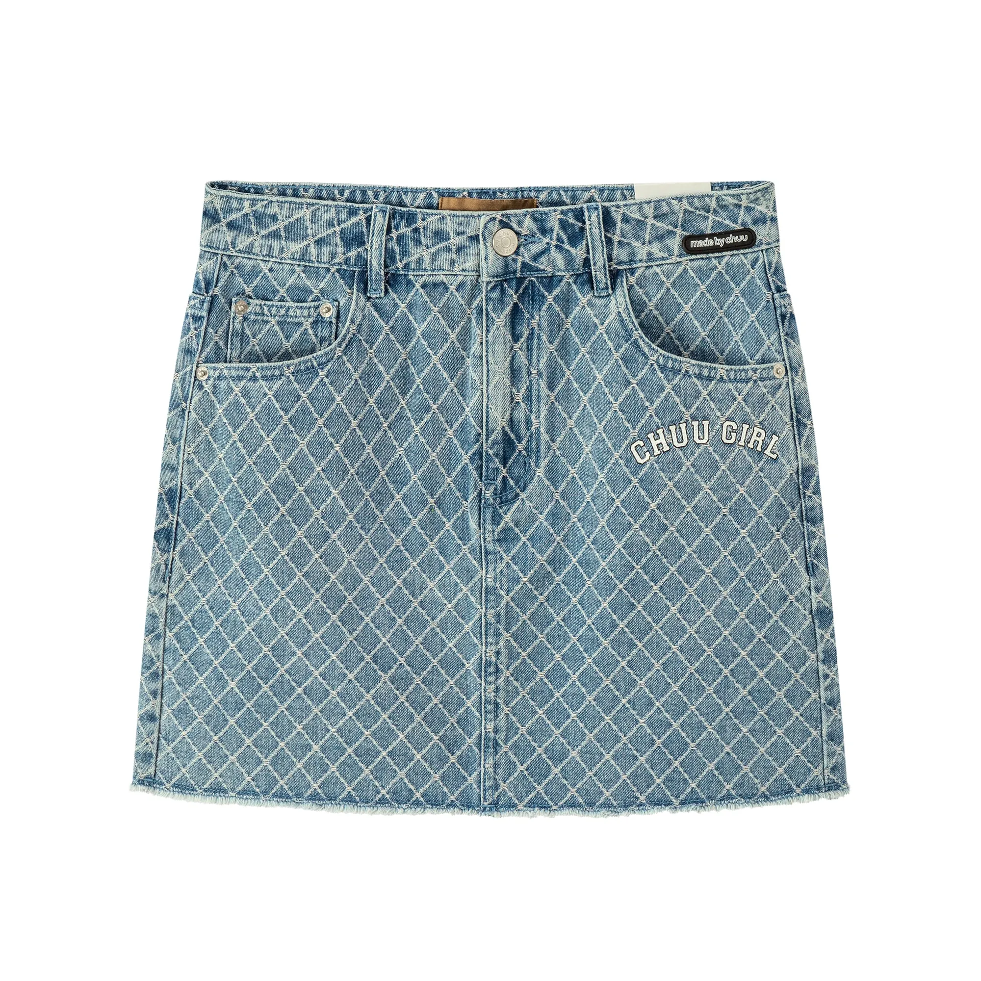 Chuu Girl Diamond Check Denim Skirt