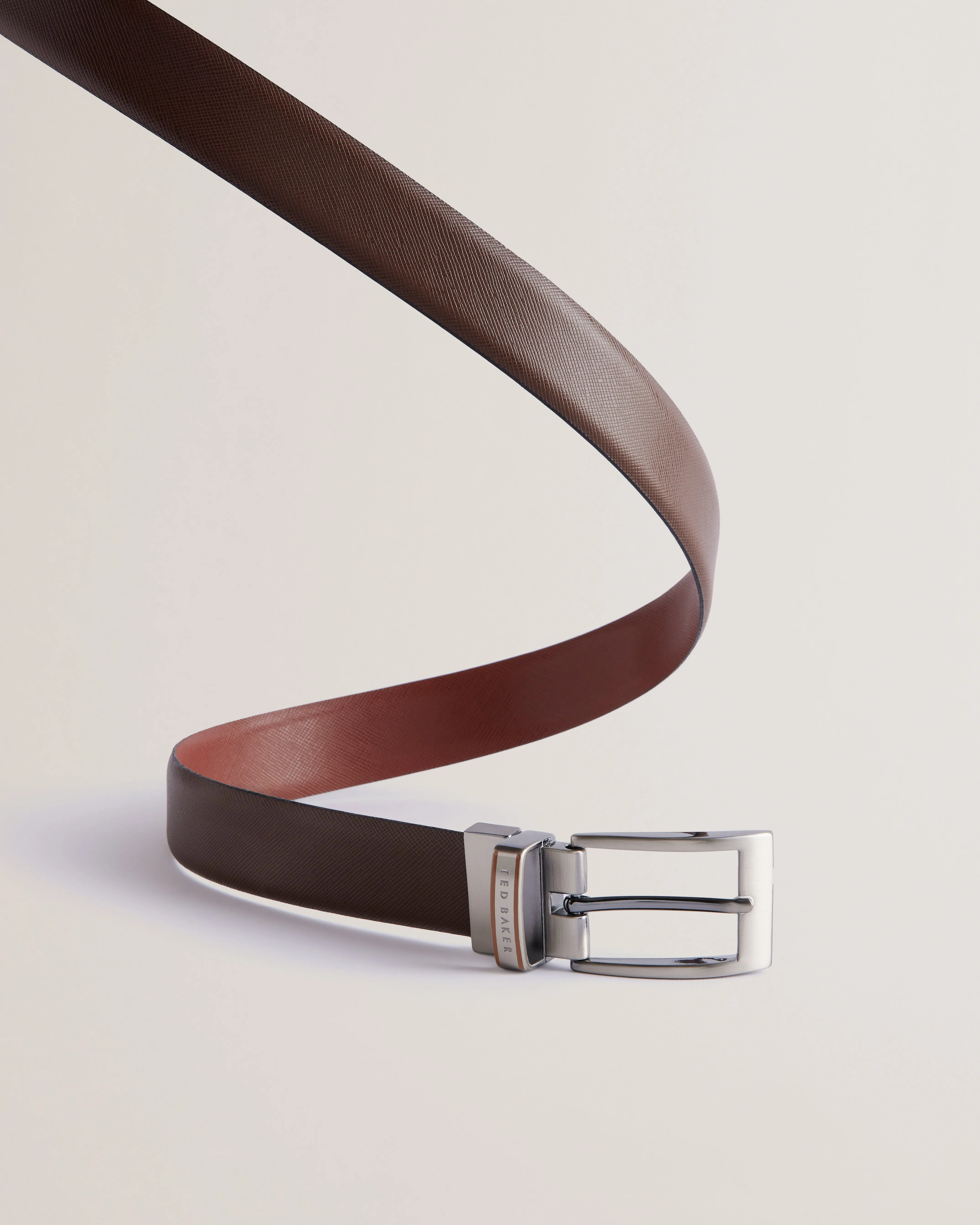 Colier Saffiano Leather Reversible Belt Brn-Choc