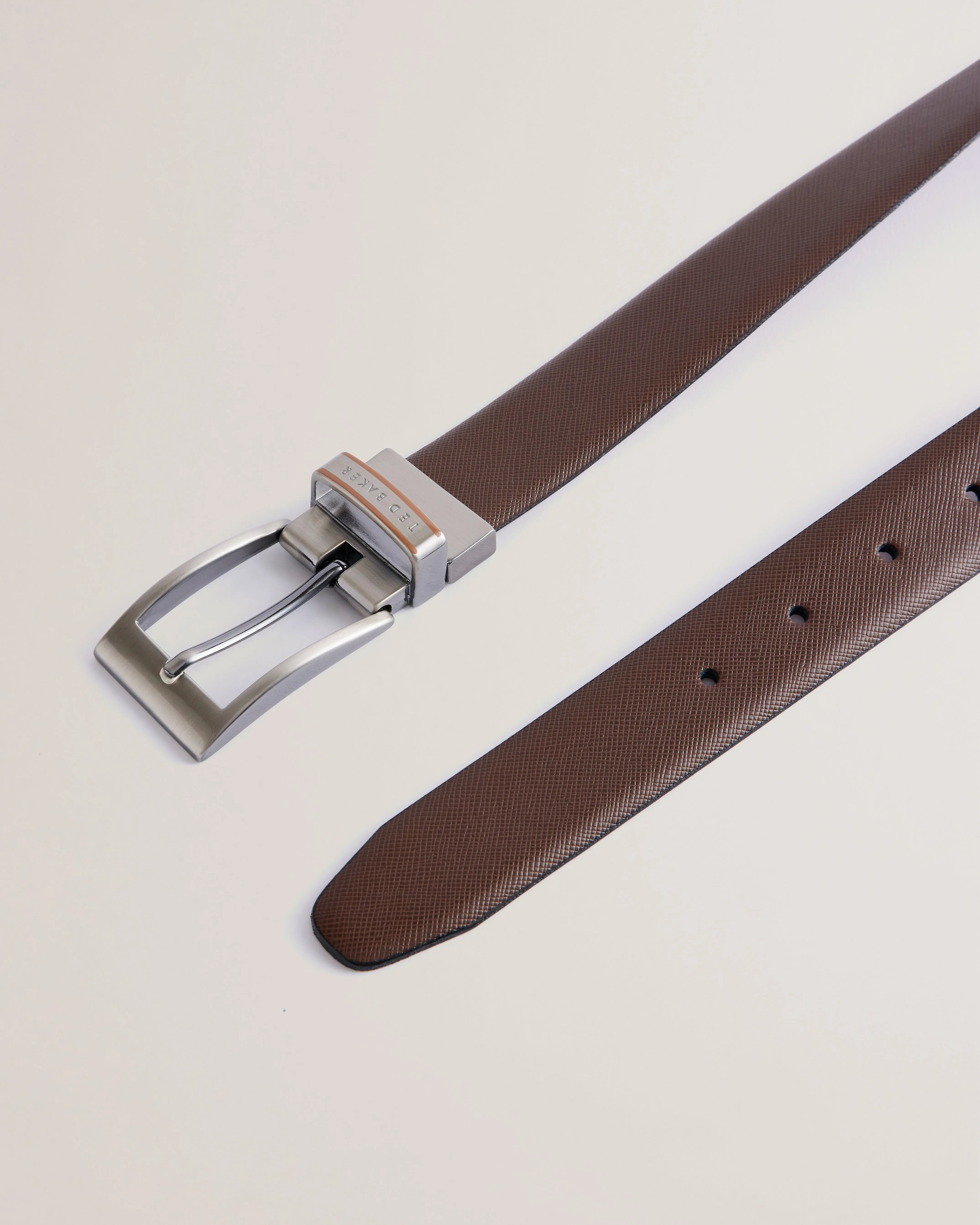 Colier Saffiano Leather Reversible Belt Brn-Choc