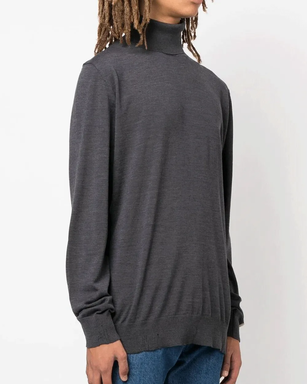 Dark Grey Melange Turtleneck Sweater