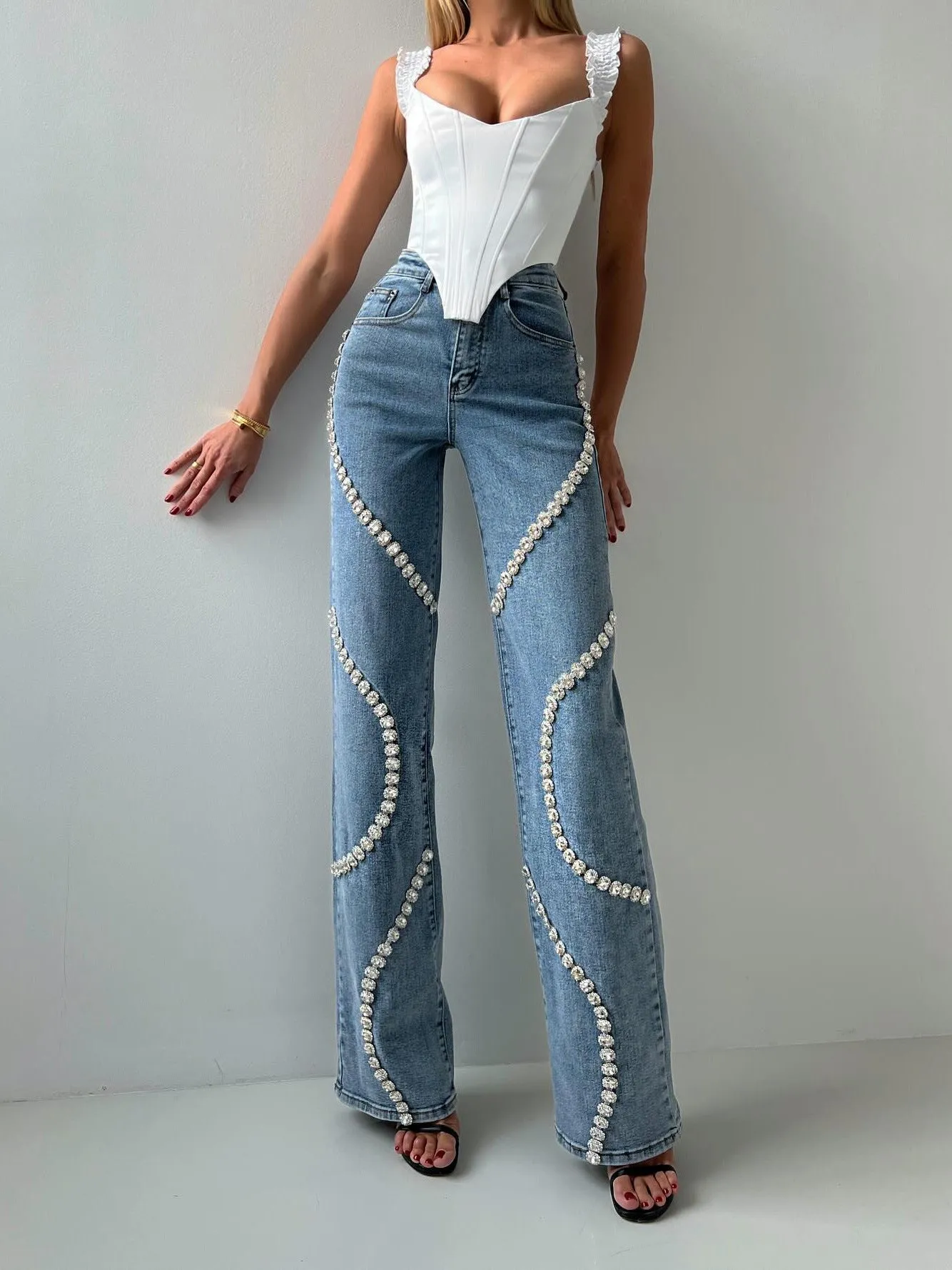 Denim Diamond Straight Jeans