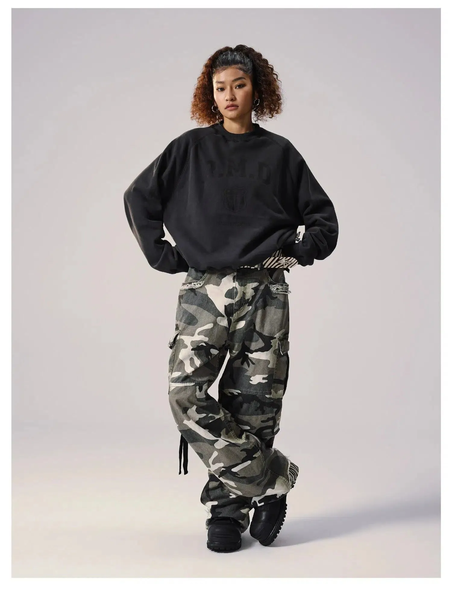 Distressed Camouflage Cargo Pants