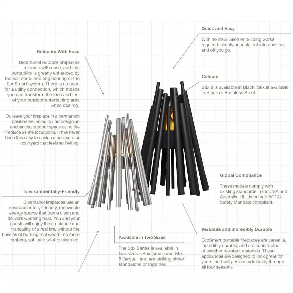 EcoSmart Fire Stix Bioethanol Portable Fire Pit
