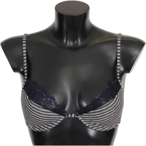 Ermanno Scervino Blue Stripes Lace Reggiseno Bra