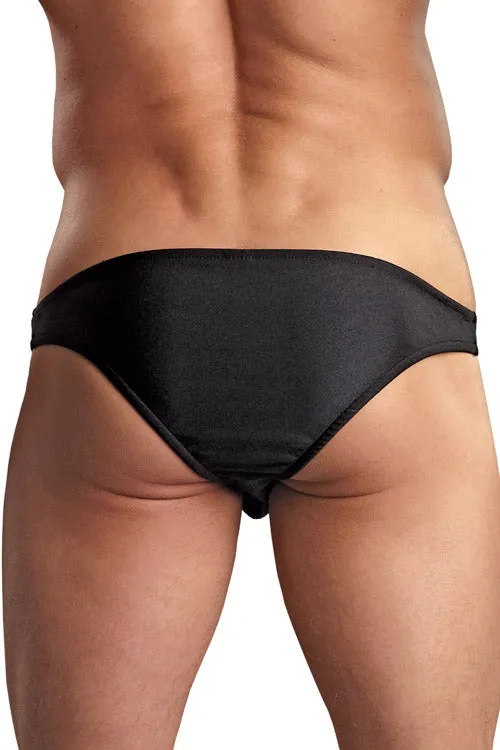 Euro Male Spandex Pouch Cheeky Bikini Brief Underwear - Black