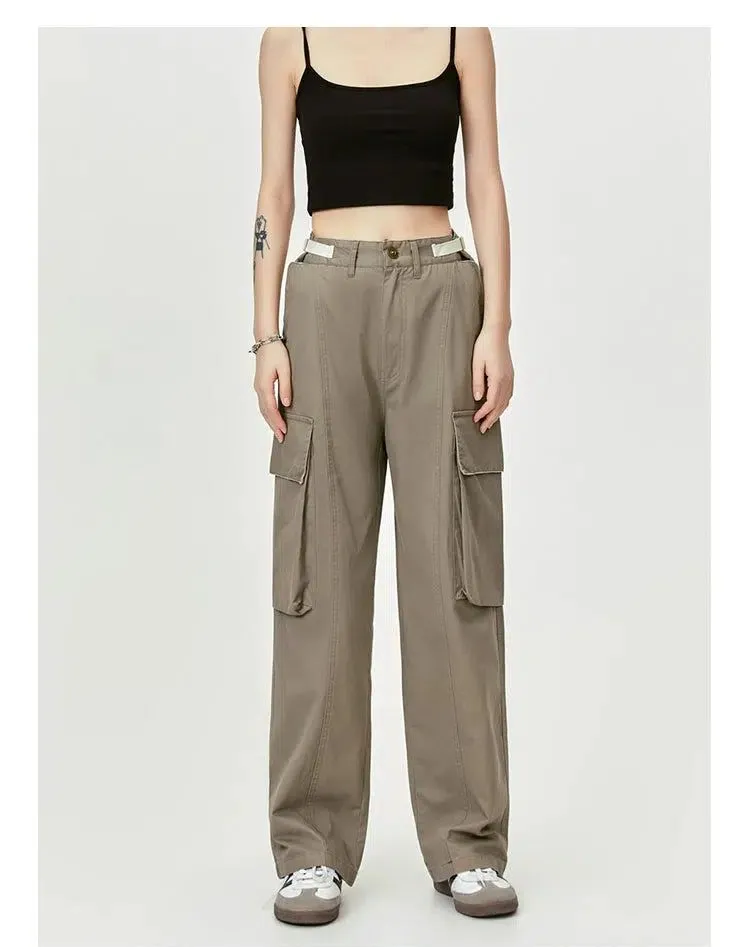 Flap Pocket Belted Strap Cargo Pants