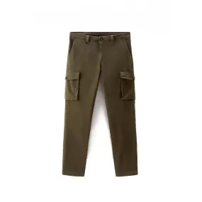 Garment-Dyed Cargo Pants in Stretch Cotton Twill 'Dark Green'