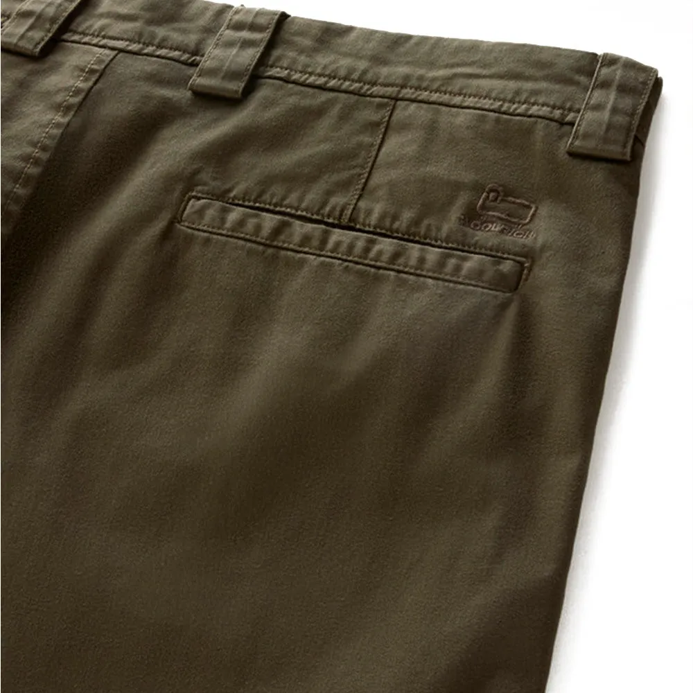 Garment-Dyed Cargo Pants in Stretch Cotton Twill 'Dark Green'