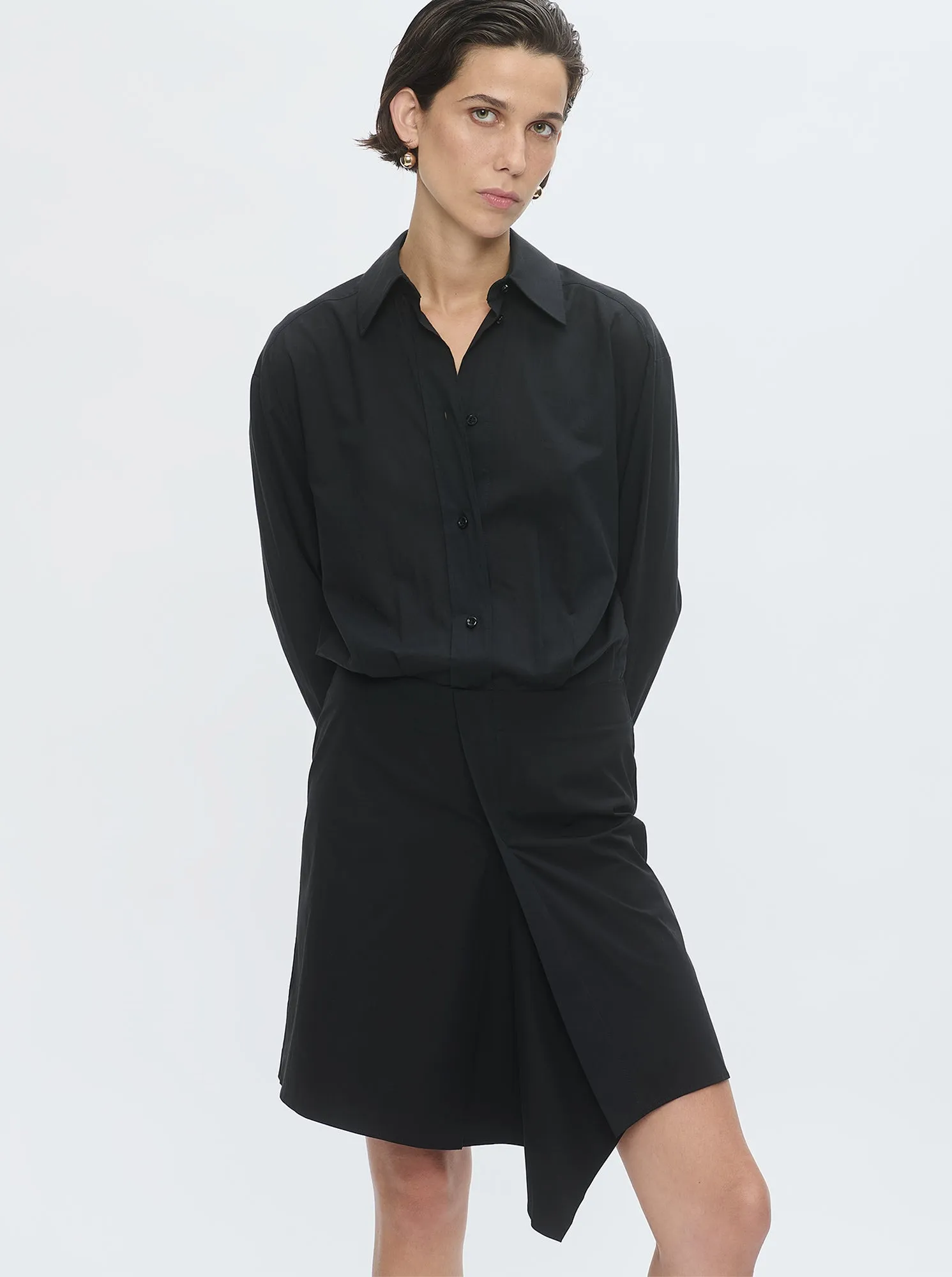 GEMINI Wrap shirt dress Black