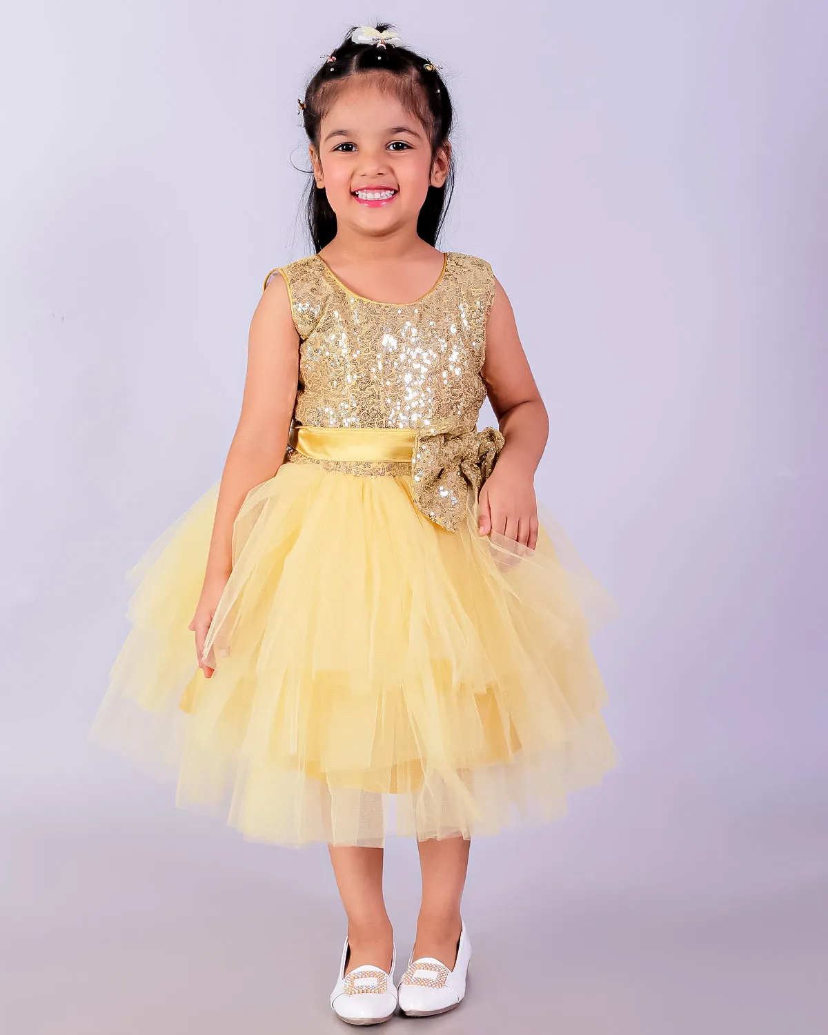 Golden Starlight Girls Tulle Dress