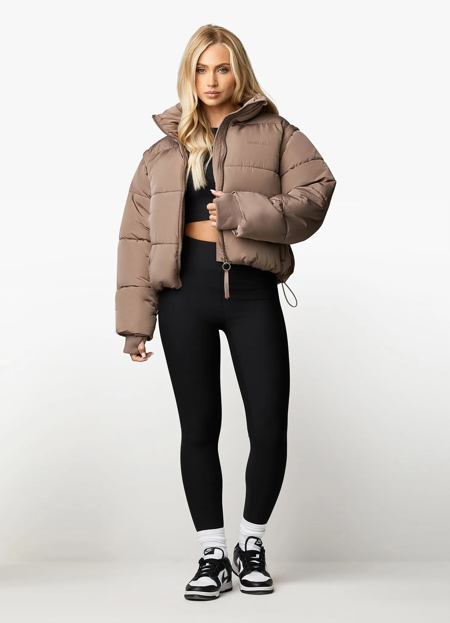 Gym King Align 2 in 1 Crop Puffer - Praline