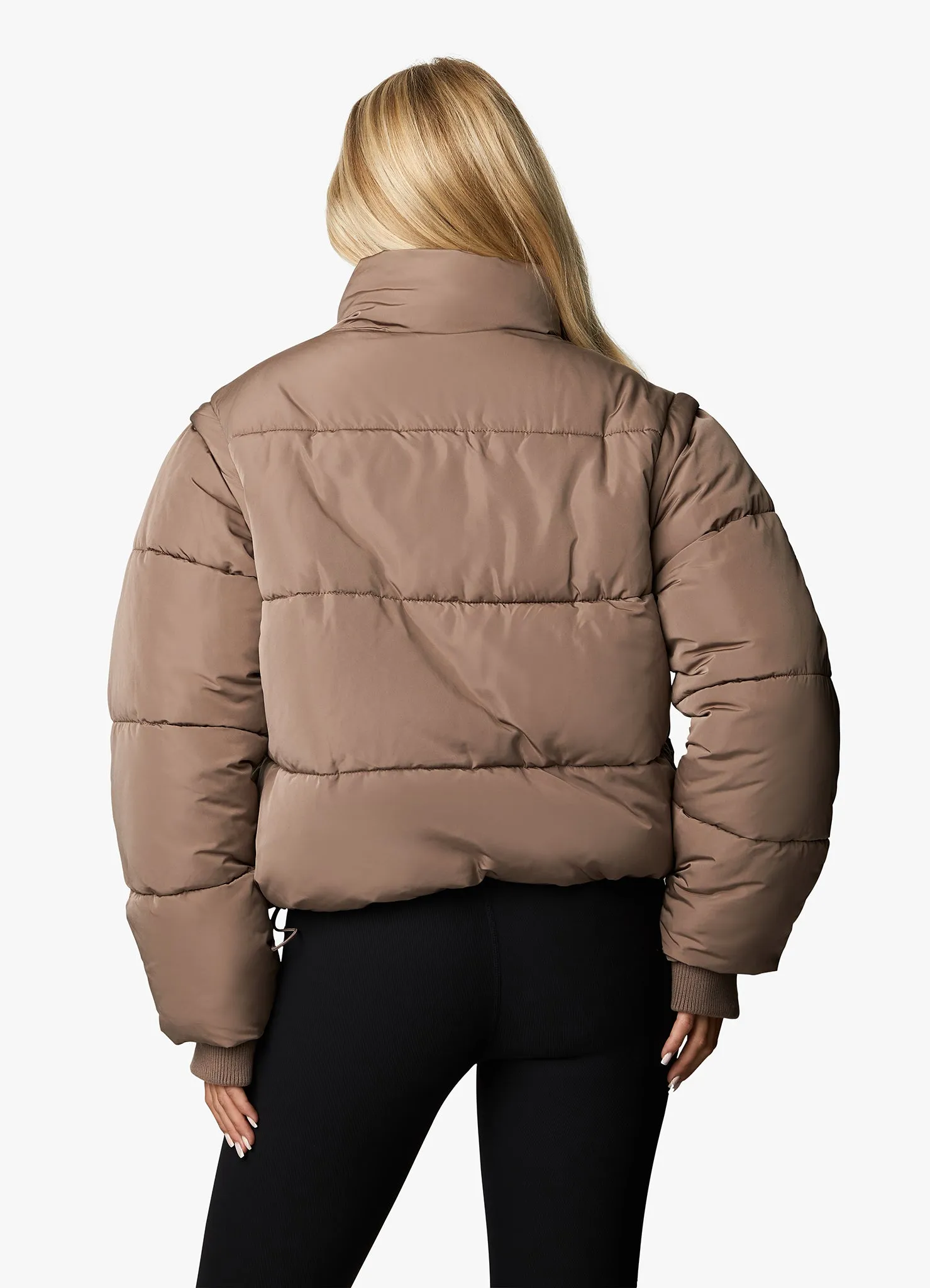 Gym King Align 2 in 1 Crop Puffer - Praline