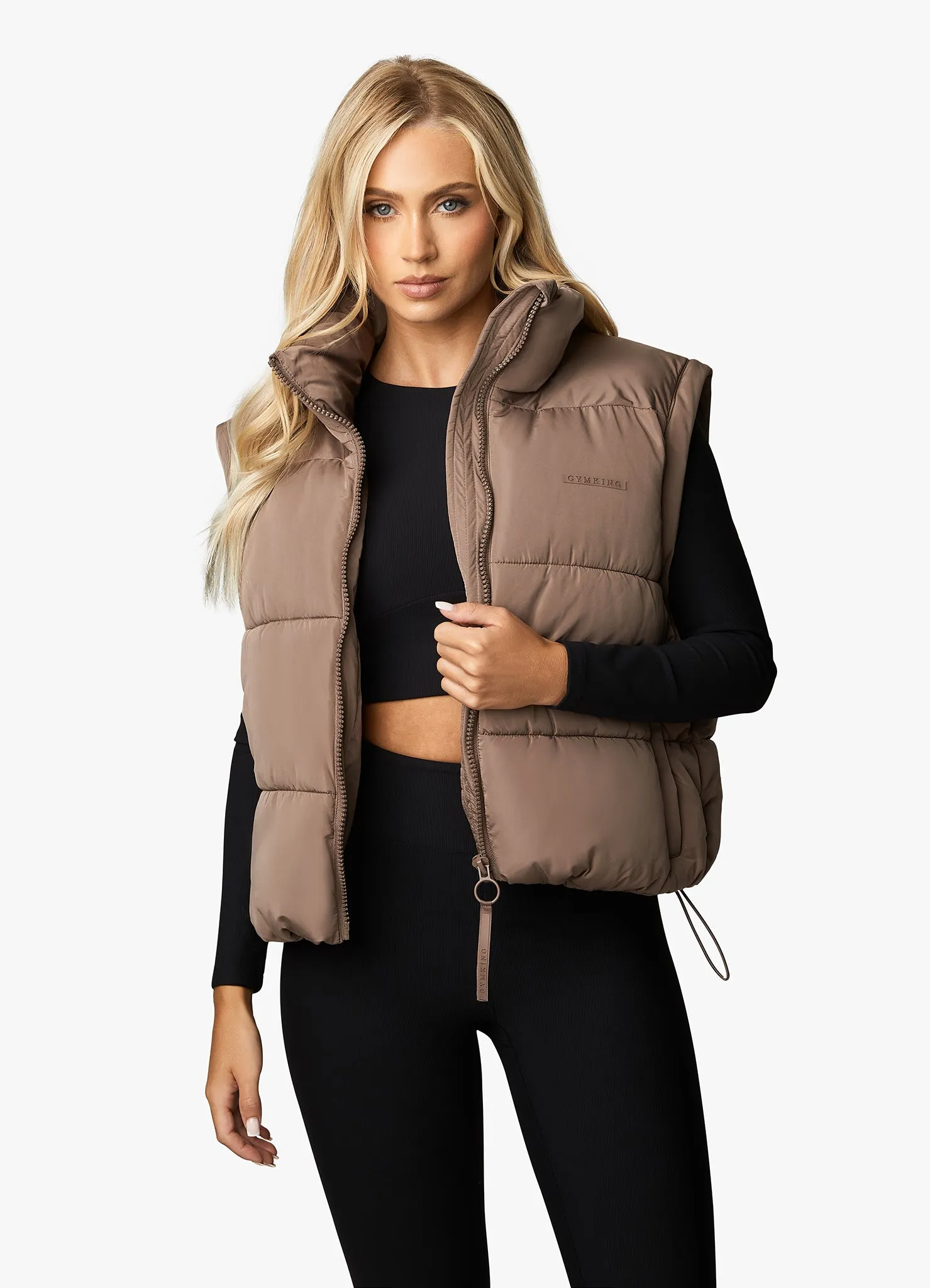 Gym King Align 2 in 1 Crop Puffer - Praline