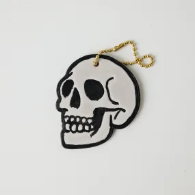 Hand Painted Leather Skull Tag