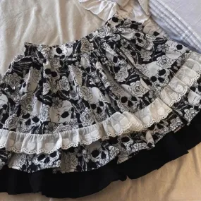 Harajuku Punk Skirts Women 2024 Faldas Mujer De Moda Japanese Sweet Jupe Skull Floral Print Mini Y2k Skirt A-line Fashion Saia