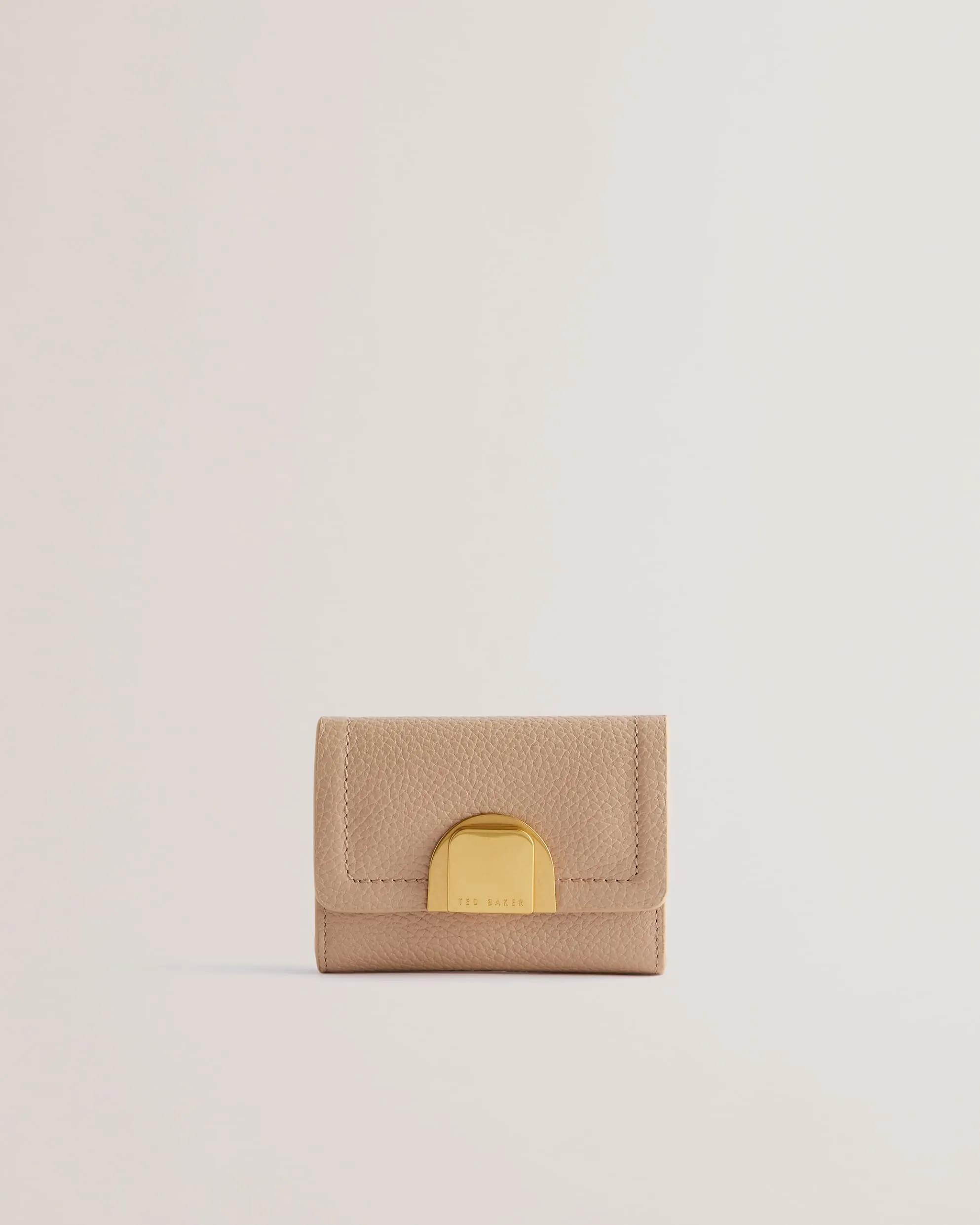 Imperia Lock Detail Small Leather Purse Taupe