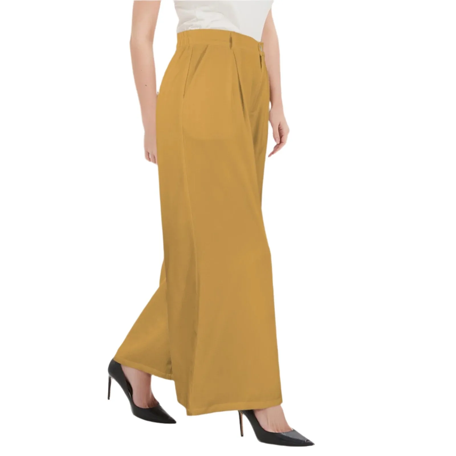 Jana Yellow High Rise Wide Leg Pants