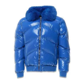 Jordan Craig Shiny Men's Puffer Jacket Military Blue