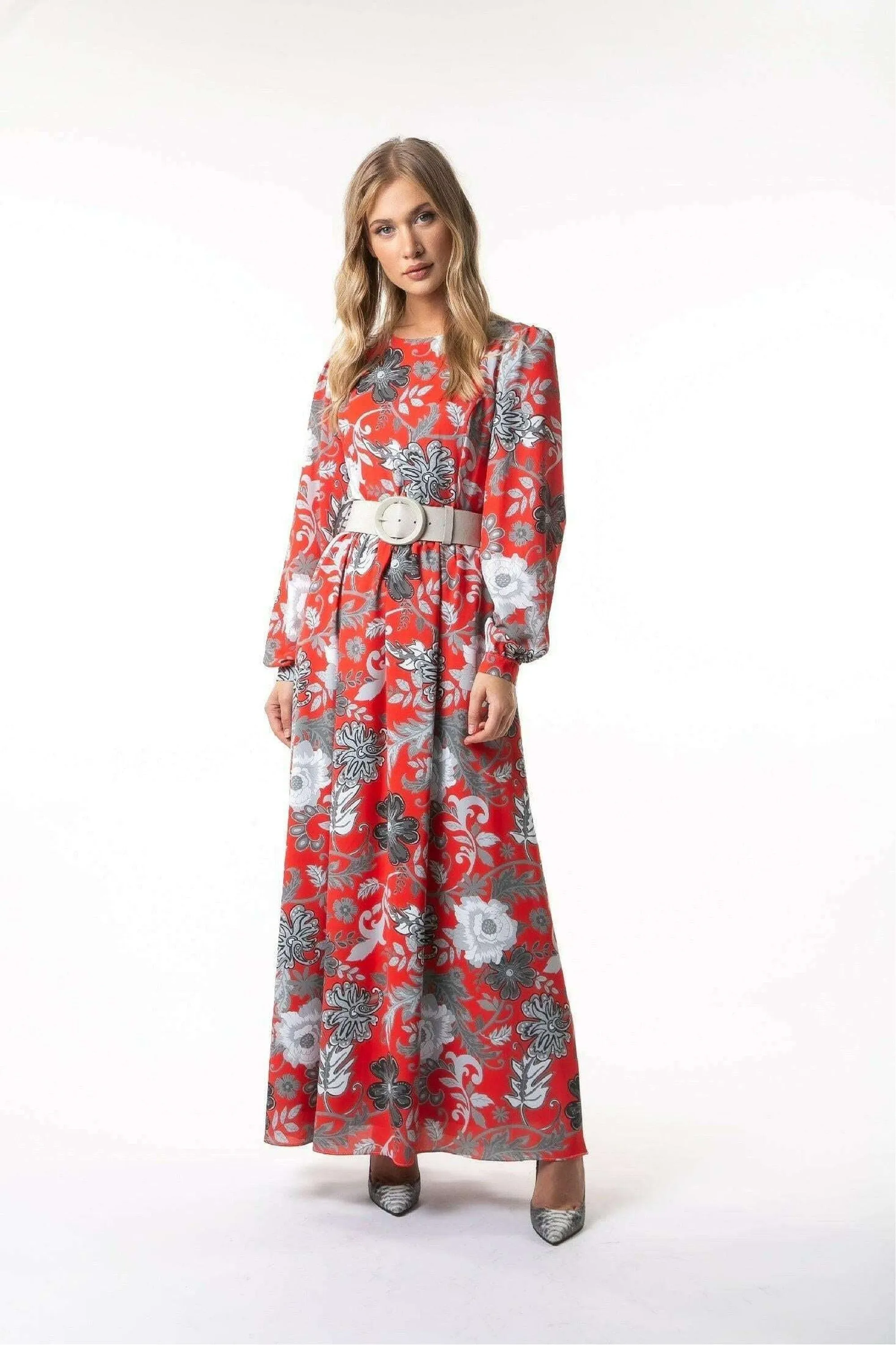 Kelly Floral Long Maxi Dress with Long Sleeves