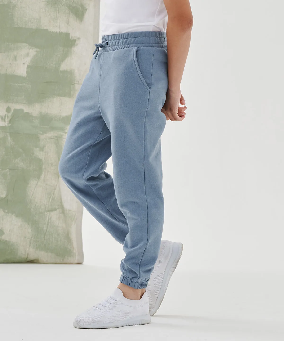 Kids sustainable fashion cuffed joggers | Stone Blue