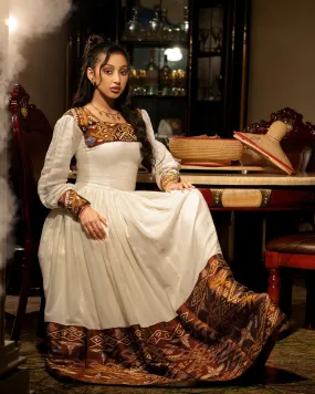 Majestic Golden Ethiopian Dress with Flawless Detailing and Gorgeous Design