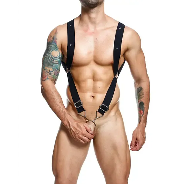 Male Basics Dngeon Straight Back Harness Black O/s