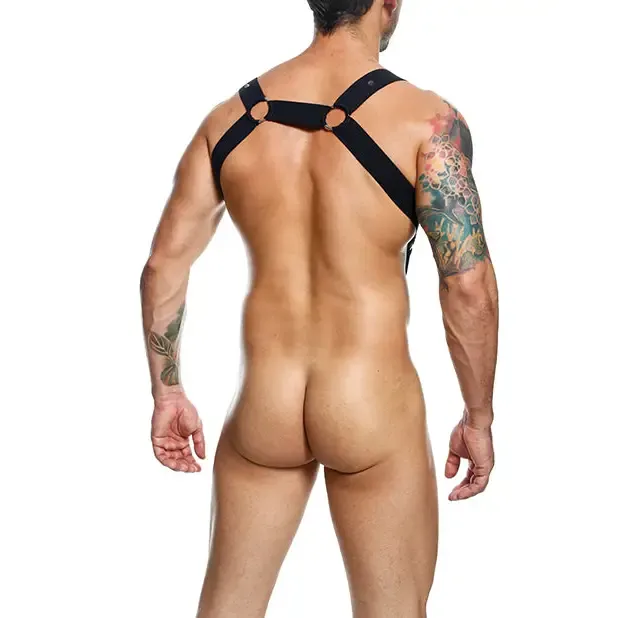 Male Basics Dngeon Straight Back Harness Black O/s