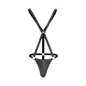 Male Power Fetish Warrior Criss-Cross Body Harness Black L/XL