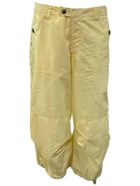 Marithe and Francois Y2K Pale Yellow Nylon Cropped Cargo Pants