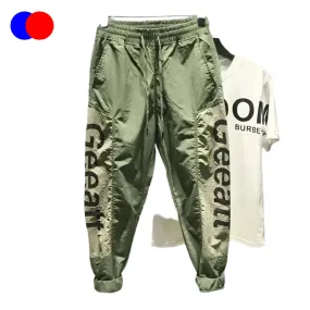 Men Summer Black Trousers Man Harem Joggers Green Emo Casual         .