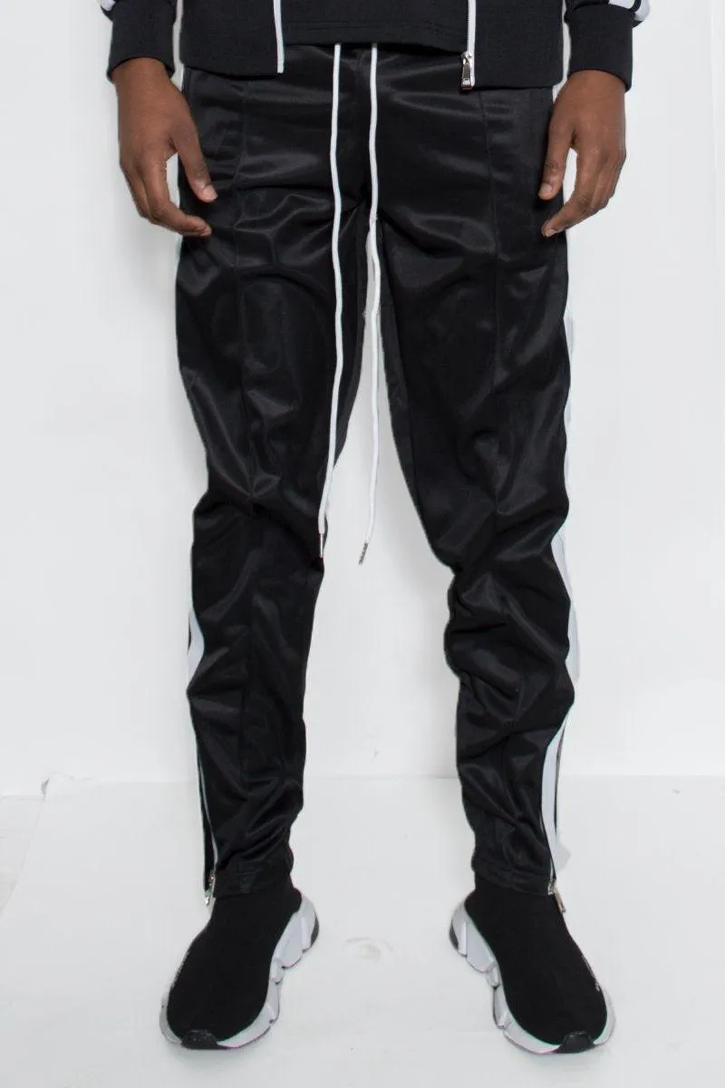 Mens Black And White Side Stripe Track Pants Joggers