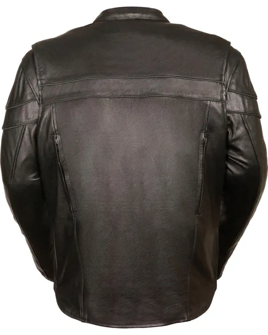 Men's Black Sports Scooter Crossover Riding Biker Leather Jacket