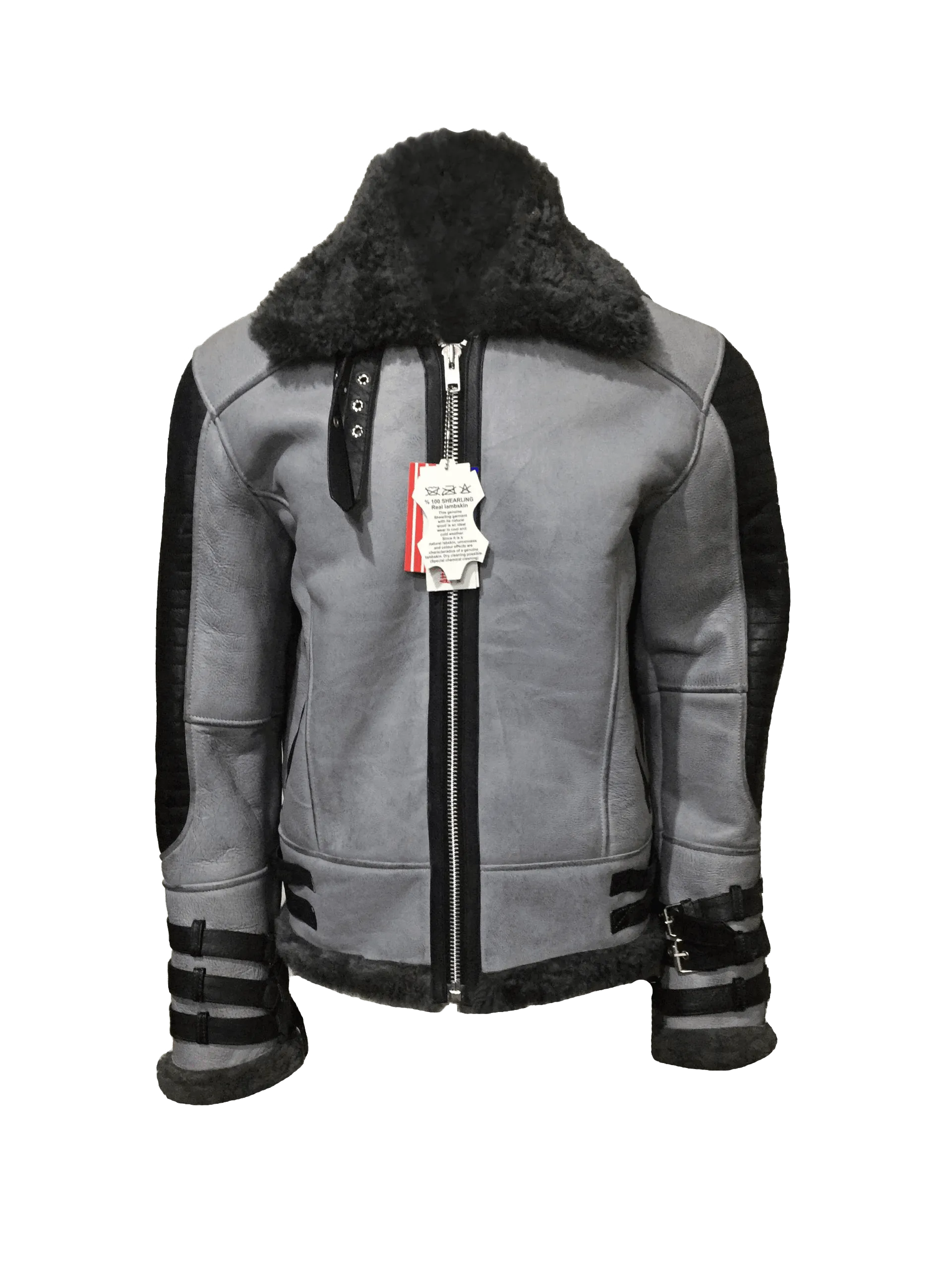 Men's Grey Shearling B3 Bomber Jacket - Now in 8 Sizes!