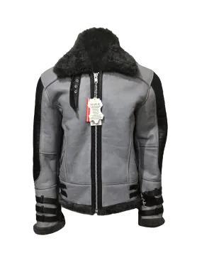 Men's Grey Shearling B3 Bomber Jacket - Now in 8 Sizes!