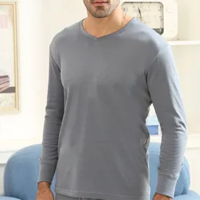 Mens Long Johns Thermal Underwear Tops V Neck Long Sleeve Undershirt Male Slim Clothes Autumn Winter