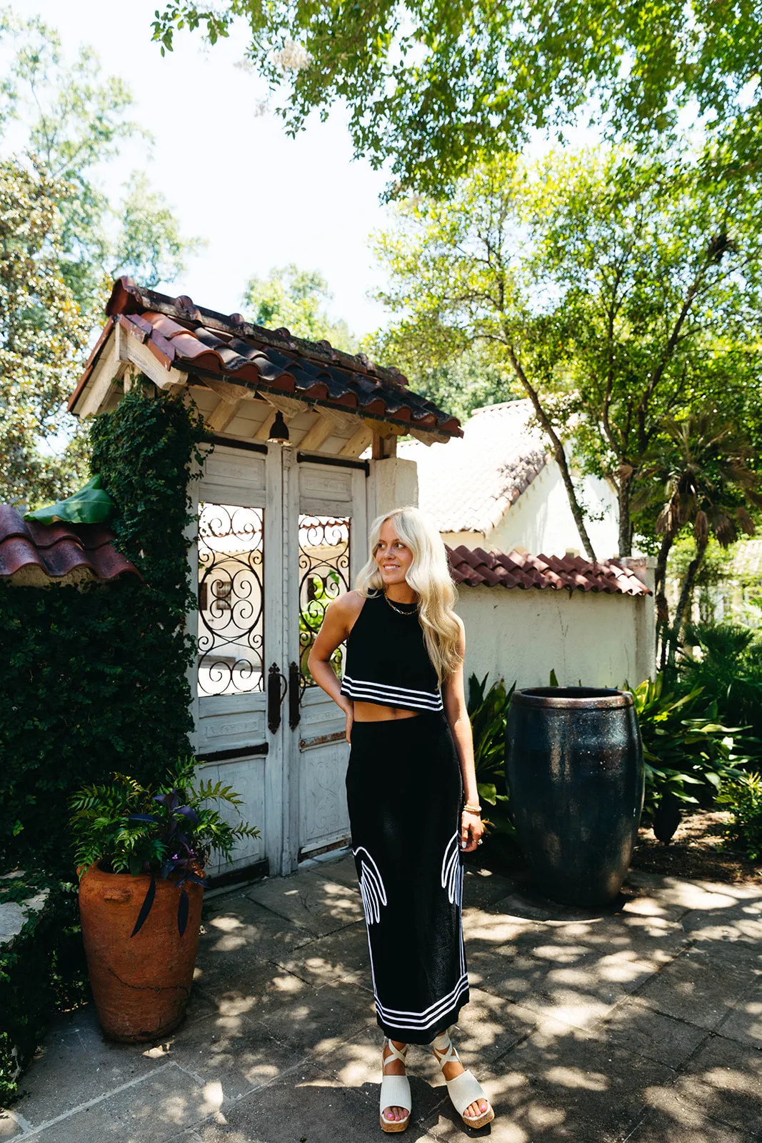 On Island Time Maxi Skirt - Black/White