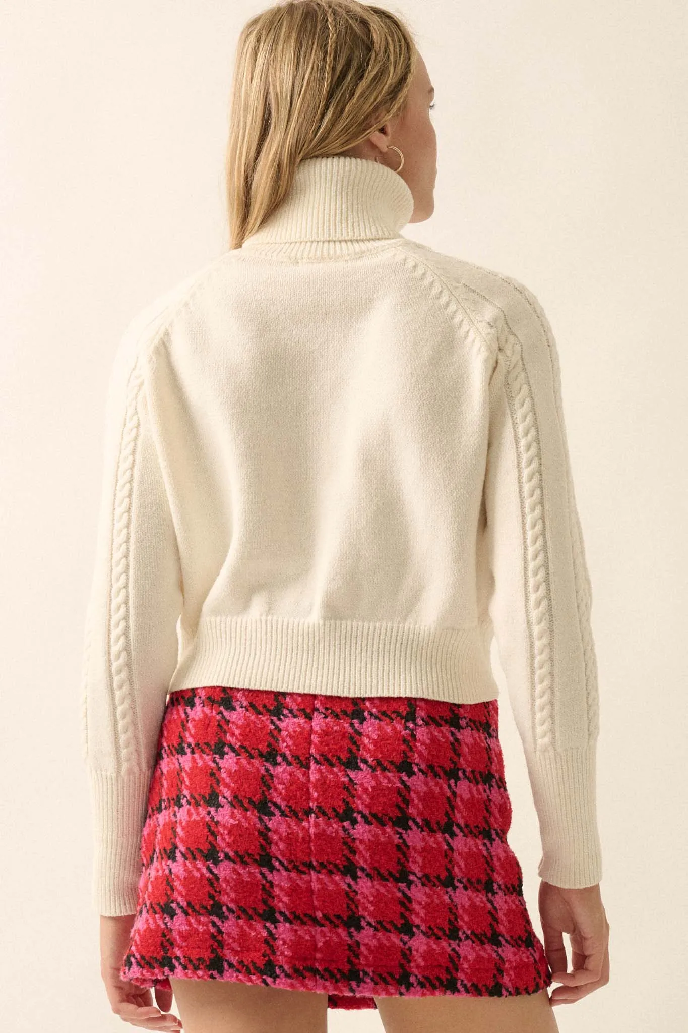 Open Heart Keyhole Cable Knit Turtleneck Sweater