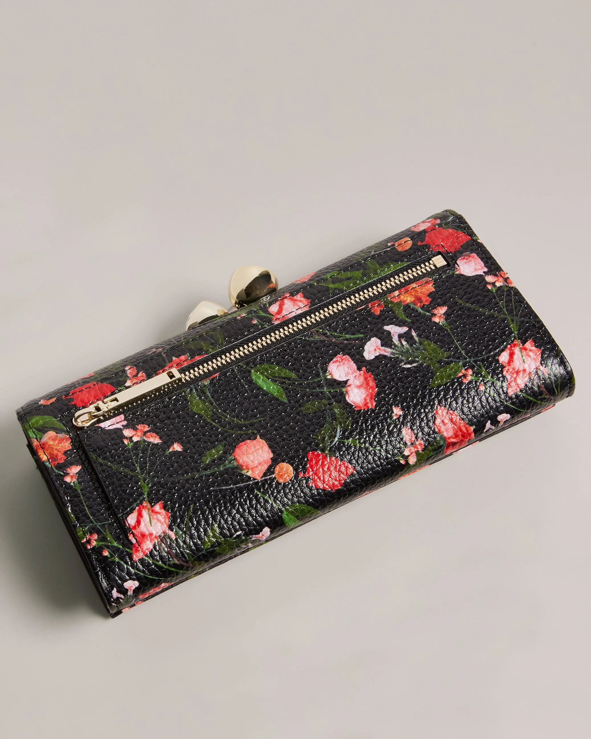 Otiline Floral Print Bobble Purse Black