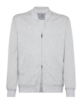 Pearl Grey Pinstripe Zip Jacket