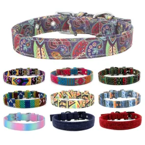 Pet Collar Double Layer Colorful Fabric Dog Collar Traction Dog Leash /Collar para mascotas de doble capa de tela colorida, collar para perros con tracción y correa