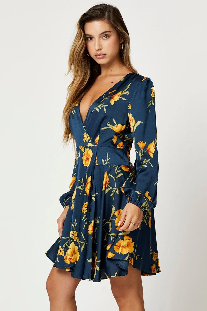 Print Wrap Skirt Dress