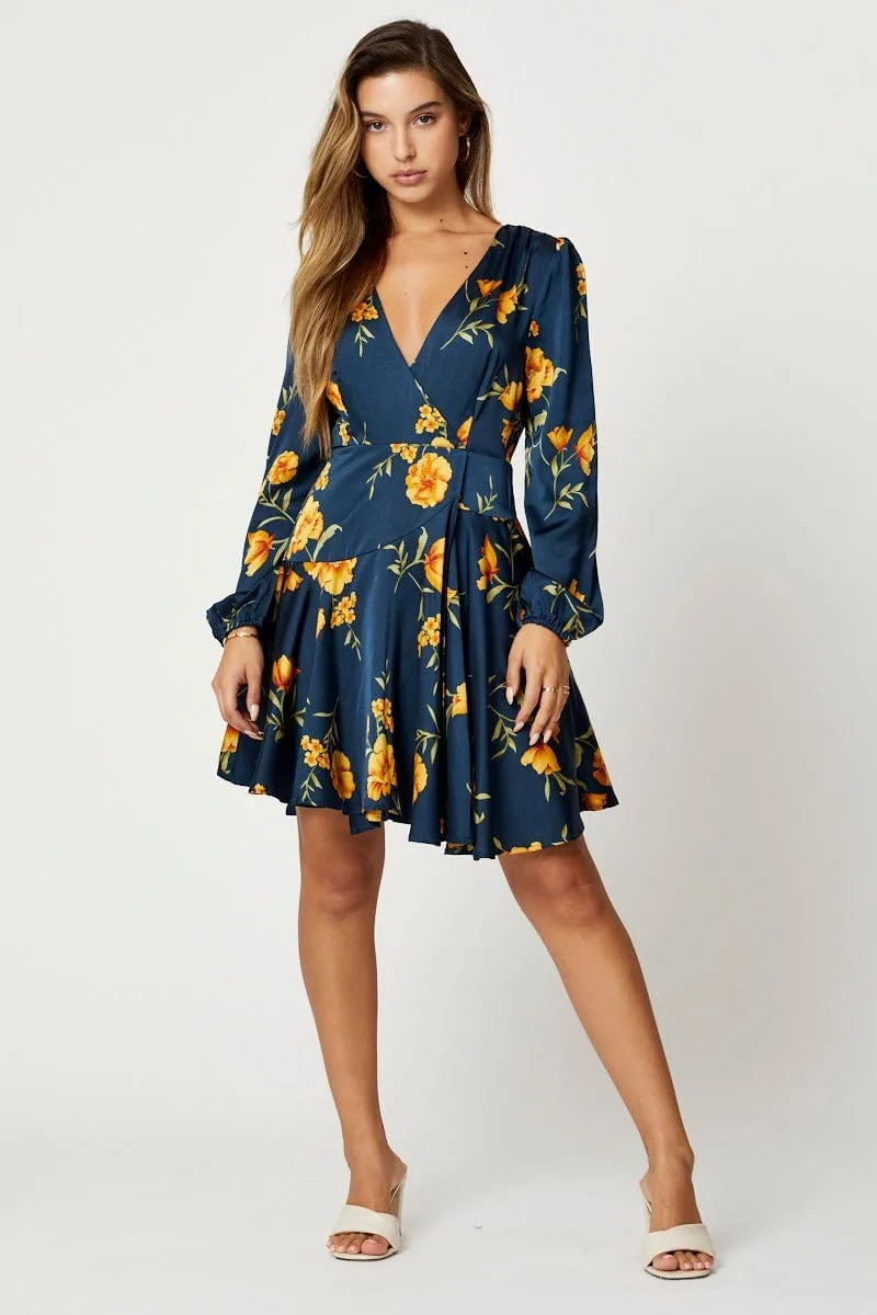 Print Wrap Skirt Dress